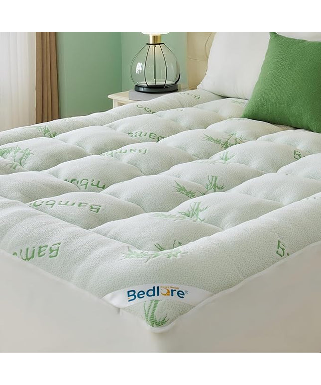 BEDLORE Twin XL Mattress Topper Viscose Derived from Bamboo, Thick Pillow Top Mattress Pad with Deep Pockets for 6-15 inches Mattress, Soft Mattress Topper College Dorm Size for Back Pain