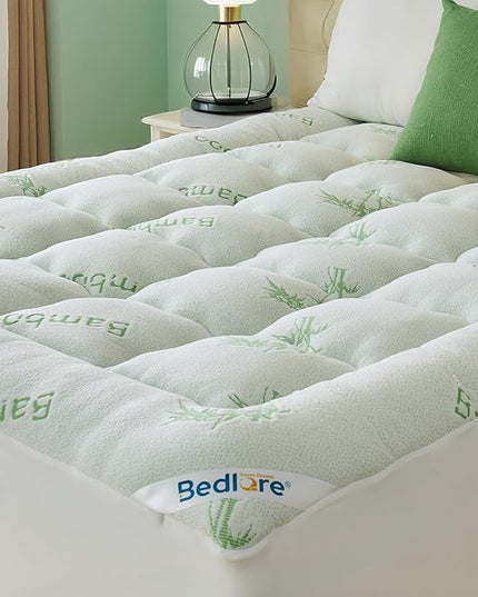 BEDLORE California King Mattress Topper Viscose Derived from Bamboo, Thick Pillow Top Mattress Pad with Stretchable Pockets for 6"-18" Mattress, Soft Mattress Topper for Back Pain Relief