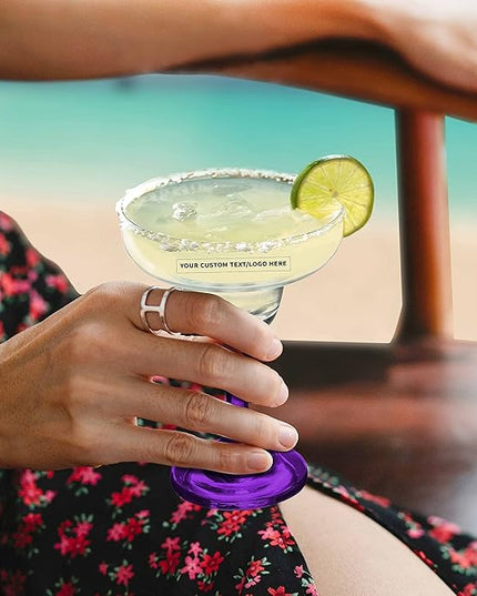 DISCOUNT PROMOS 10 Margarita Glasses Set, 9 oz. - Personalized Text, Logo - Classic, Smooth, Barware, Glassware - Purple