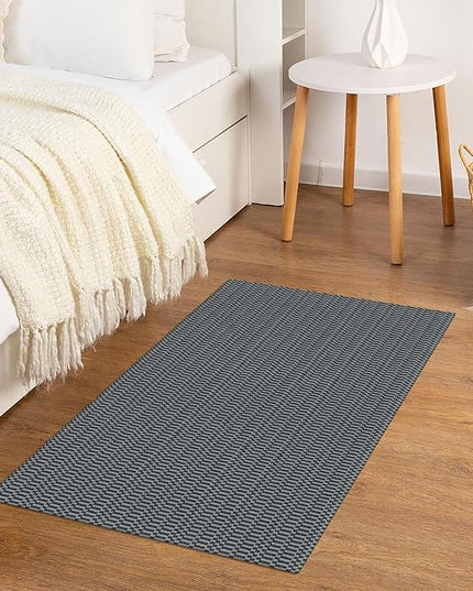 KOZYFLY Washable Area Rug 2x3 Ft Small Entryway Rug Indoor Door Mat Throw Rugs with Rubber Backing, Braided Cotton Floor Carpet for Front Entrance Bathroom Kitchen Foyer, Grey/Charcoal Grey