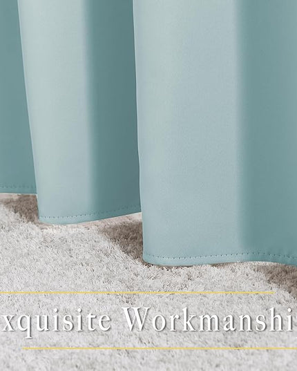 NICETOWN Room Darkening Curtains for Living Room 84 inches Long - Sky Blue Grommet Room Darkening Window Treatments Sound Reducing Drapes for Bedroom, 2 Panels, W52 x L84