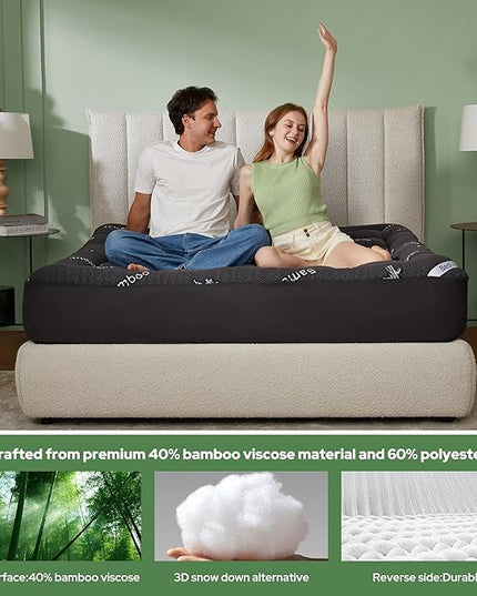 BEDLORE Twin Mattress Topper Viscose Derived from Bamboo, Thick Pillow Top Mattress Pad with Stretchable Pockets for 6"-15" Mattress, Soft Breathable Mattress Topper for Back Pain Relief(Dark Gray)