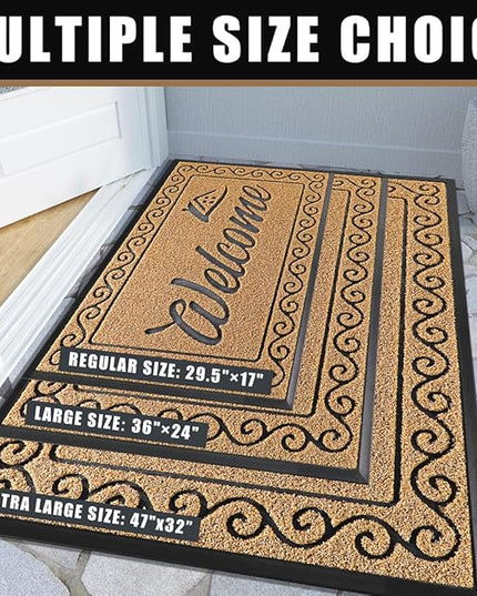 Yimobra Welcome Mat Outdoor Indoor, Waterproof Heavy Duty Front Door Mat Outside Entrance, Extra Sturdy Non-Slip Doormat, Low Profile, Dirt Trapping, 36x24 Inches, Yellow