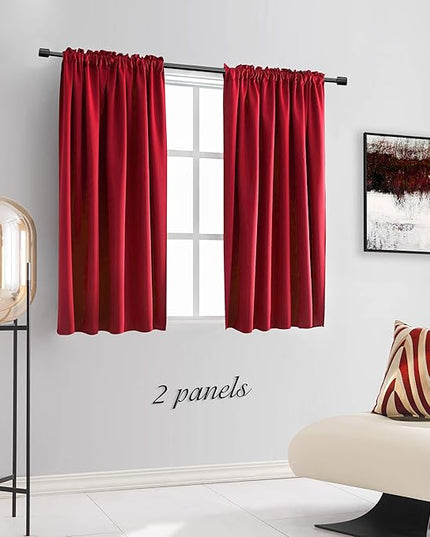 DONREN 45 Inch Chili Red Curtains Blackout Drapes for Loft - Room Darkening Thermal Insulated Solid Rod Pocket Panels, 2 Panels