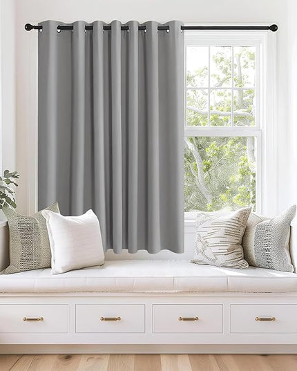 NICETOWN Blackout Curtains 63 inches Long for Living Room Bedroom, Grommet Thermal Insulated Room Divider Drape Window Treatment for Sliding Patio Door, W100 x L63, 1 Panel, Silver Grey