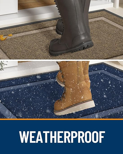 OLANLY Front Door Mat Indoor Outdoor Entrance, Waterproof All-Season, All-Weather Doormat, Sturdy Natural Rubber, Fade Resistant, Low Profile, Easy Clean Patio Porch Entryway Mat, 47x17, Green