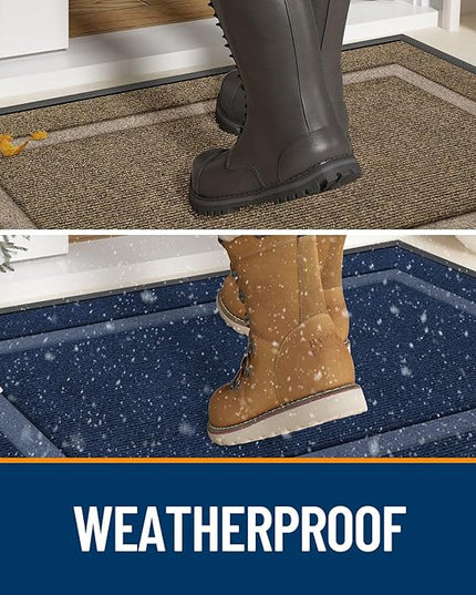 OLANLY Front Door Mat Indoor Outdoor Entrance, Waterproof All-Season, All-Weather Doormat, Sturdy Natural Rubber, Fade Resistant, Low Profile, Easy Clean Patio Porch Entryway Mat, 59x20, Brown