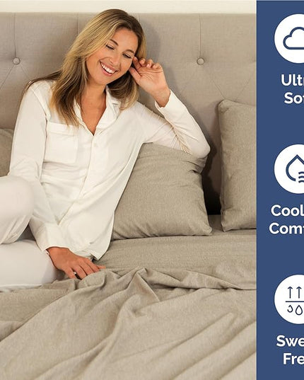 Full Size 4 Piece Sheet Set - Comfy Breathable & Cooling Bed Sheets Set - Hotel Luxury Bedding for Women, Men, Kids, Teens, Boys & Girls - Deep Pockets, Soft & Wrinkle Free - Beige (Heathered Sheets)
