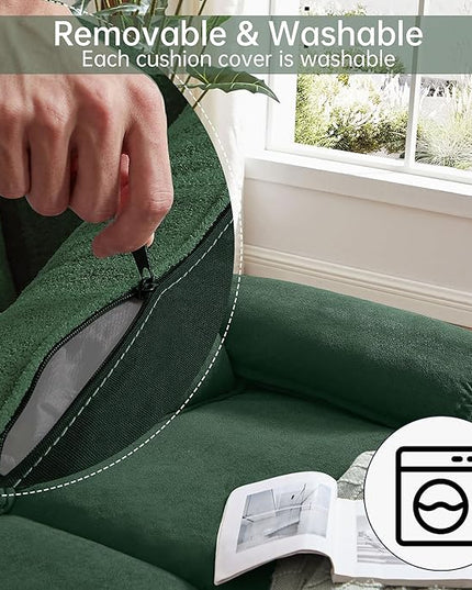 110" Convertible Sectional Sofa, U Shape Cloud Couch, Comfy Couches with Double Chaise and Sleepable Armrests, 4 Seats Sectional Couches for Living Room, Green