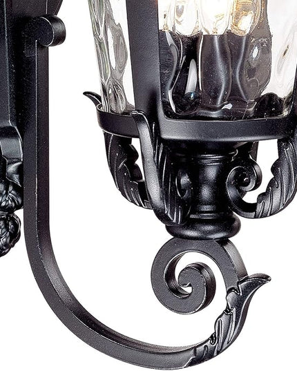 John Timberland Casa Marseille European Outdoor Wall Light Fixture Textured Black Scroll Arm 31" Clear Hammered Glass for Exterior House Porch Patio Outside Deck Garage Yard Front Door Home