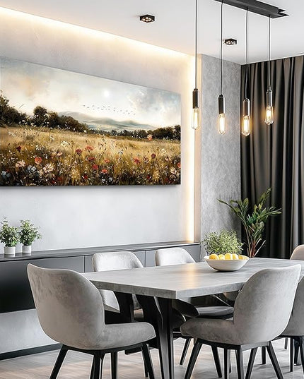 KELIYUAN Canvas Wall Art For Kitchen Dining Room Vintage Decor, Lawn Paintings With Flowers Wall Decor Prints Home Office Living Room Bedroom Decoration Home Decor, Can Be Hung Directly 20 "X 40"