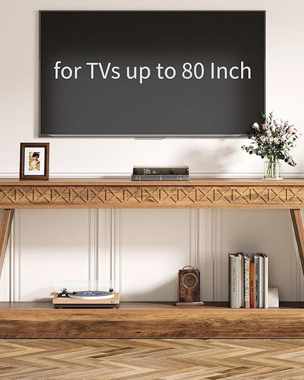 Tribesigns Farmhouse Console Table, 70.9-Inch Extra Long Entryway Table with Storage, 2-Tier Narrow Sofa Table Behind Couch, Wooden Accent Table for Living Room, Hallway, Foyer, Rustic Brown
