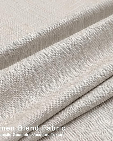 Jacquard Linen Curtains 84 inch Length 2 Panels Thick Faux Linen Blended Window Drapes Burlap Textured Curtains with Grommet for Living Room Bedroom Farmhouse (52x84 Beige) Natural