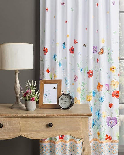 Maison d'Hermine Curtains for Living Room 100% Cotton 84 inch Length One Panel Window Toile Curtains for Bedroom with Loop & Rod Pockets, Gifts for Mothers Day (Summer Whisper, 50" W x 84" L)