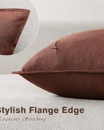 Foindtower Pack of 2, Decorative Linen Soild Throw Pillow Covers Soft Accent Euro Cushion Case Boho Farmhouse Pillowcase for Chair Couch Sofa Bedroom Living Room Home Decor 16 x 16 Inch Rust Red