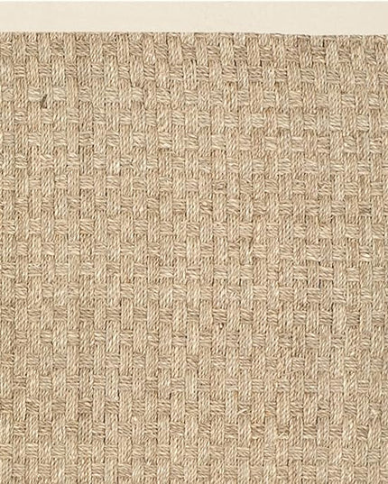 SAFAVIEH Area Rug 6' Square - Natural Fiber Collection - Natural & Beige, Seagrass, Basketweave Pattern with Border (NF114A)