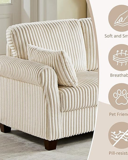 Modular Sectional Sofa Couch, L-Shape Corduroy Couches 6 Seat with Storage Ottoman, Modern Corner Sofa Memory Foam Sectional Cloud Couches for Living Room, Bedroom, Apartment, Office (Beige)