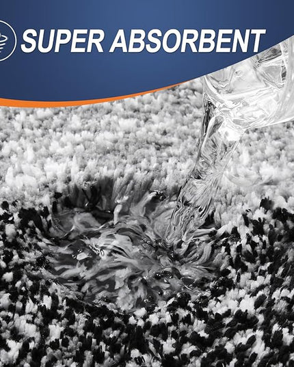 OLANLY Bathroom Rug Set 2 Piece, Soft Absorbent Microfiber Bath Mats and U-Shaped Contour Toilet Rug, Non-Slip, Machine Wash Dry, Plush Shaggy Bath Mats for Bathroom (24"x16"+24"x20", Black)