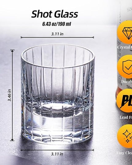 KAMMAK Crystal Whiskey Glasses Set of 2, Handcrafted 6.43oz Old Fashioned Glasses Stemless, Luxury Hand Blown Cocktail Glasses, Scotch Cup for Women, Men Gift for Bourbon Barware, Home Bar