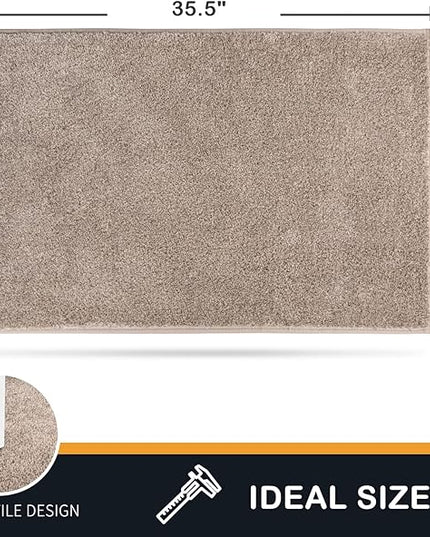 PURRUGS Dirt Trapping Door Mat 24" x 35.5", Non-Slip Machine Washable Entry Rug, Shoe Scraper, Dog Doormat, Super Absorbent Welcome Mat for Front & Back Door, Muddy Shoes & Paws, Taupe