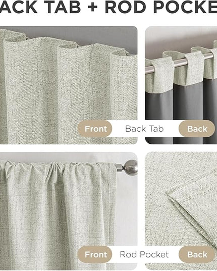 Joydeco Blackout Curtains for Bedroom - 100% Light Blocking 2 Panels Light Beige Drapes 66"W x 96"L, Thermal Insulated Room Darkening Curtains, Linen Textured for Living Room, Rod Pocket & Back Tabs