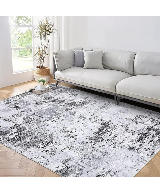 Modern Abstract Area Rug 3x5 Non Slip Non Shedding Rug Low Pile Stain Resistant for Bedroom Living Room,Grey
