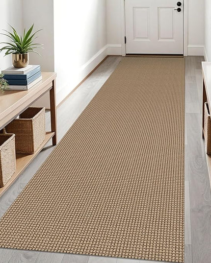 KOZYFLY Boho Runners for Hallways 3x10 ft Washable Kitchen Runner Non Slip Rubber Backed Hallway Rugs Cotton Entryway Runner Rug Floor Carpet for Indoor Hall, Backdoor, Kitchen, Tan/Orange/Brown