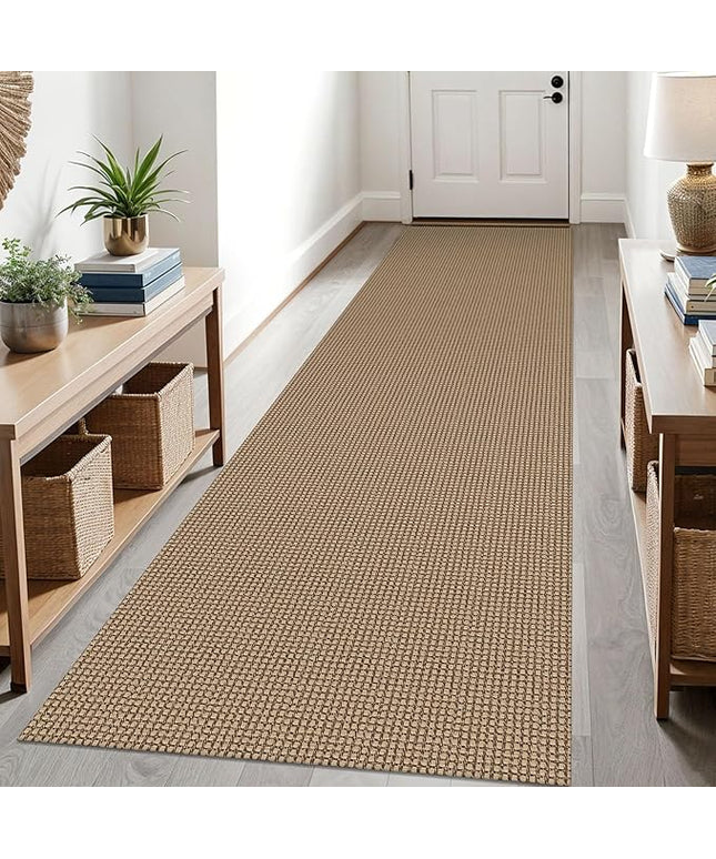 KOZYFLY Boho Runners for Hallways 3x10 ft Washable Kitchen Runner Non Slip Rubber Backed Hallway Rugs Cotton Entryway Runner Rug Floor Carpet for Indoor Hall, Backdoor, Kitchen, Tan/Orange/Brown