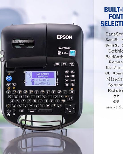 LABELWORKS Epson LW-K740PX Industrial Handheld Label Maker for Office Home & Healthcare – Custom Durable Identification and Organization Labels - Full Kit