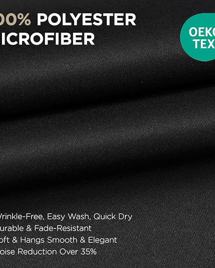 Joydeco Blackout Curtains 90 Inches Long 1 Panel, Thermal Insulated Long Curtains& Drapes 1 Piece, Room Darkening Grommet Drapes for Living Room Bedroom Window (W70 x L90 Inch, Black)