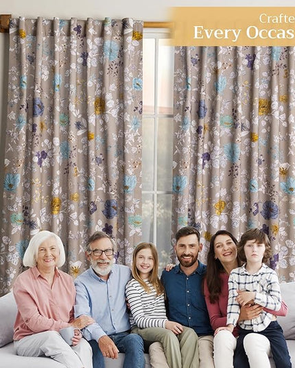 Maison d'Hermine Curtains for Living Room 100% Cotton 108 inch Length One Panel Window Toile Curtains for Bedroom with Loop & Rod Pockets, Gifts for Mothers Day (Clematis, 50" W x 108" L)