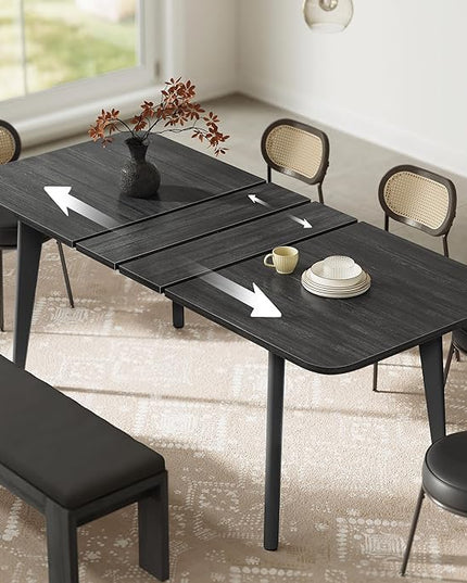 VASAGLE MAEZO Collection - Extendable Dining Table for 4/6/8, Kitchen Table with Tapered Legs, Curved Transitions, for Dining Room, Kitchen, Home Office, Charcoal Gray UKDT090B01V1