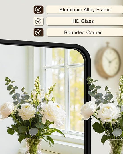 Bathroom Vanity Mirror for Wall, 30"x30" Wall Mounted Bathroom Mirror for Over Sink with Sturdy Metal Frame, Vertical or Horizontal, Living Room, Bedroom, Entryway(Black)