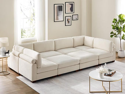 VANOMi Large Modular Sectional Sofa, Oversized Couch with Ottoman, Cloud Couch Deep Seat Sofa with Thick Cushion, Convertible Sectional Couches for Living Room Office Apartment