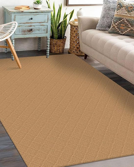 KOZYFLY Washable Entryway Rug 3x5 Ft Area Rugs Cotton Rubber Backed Throw Rugs Indoor Door Mat Floor Carpet for Front Entrance Bathroom Kitchen Living Room Kitchen Rugs Braided, Warm Tan