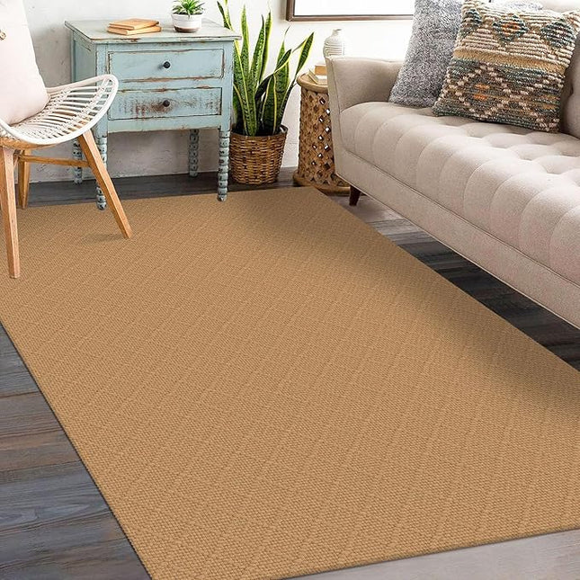 KOZYFLY Washable Entryway Rug 3x5 Ft Area Rugs Cotton Rubber Backed Throw Rugs Indoor Door Mat Floor Carpet for Front Entrance Bathroom Kitchen Living Room Kitchen Rugs Braided, Warm Tan