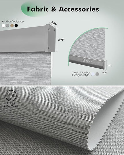 Yoolax Motorized Blinds with Remote, Blackout Remote Shades for Windows, Automatic Roller Shades Cordless Electric Blinds for Bedroom Living Room Office, Custom Size (Jacquard Gray)
