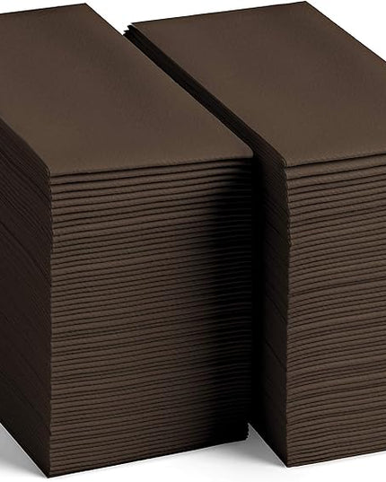 100 Linen-Feel Colored Paper Napkins - Decorative Cloth-Like Brown Dinner Napkins - Soft And Absorbent. For Kitchen, Party, Wedding, Bathroom Or Any Occasion. (Pack of 100)