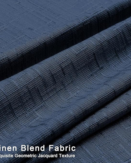 Extra Long Linen Curtains 120 inch Length 2 Panels Thick Faux Linen Blended Window Drapes Burlap Textured Curtains with Grommet for Living Room Farmhouse 10ft (52x120 Navy) Natural