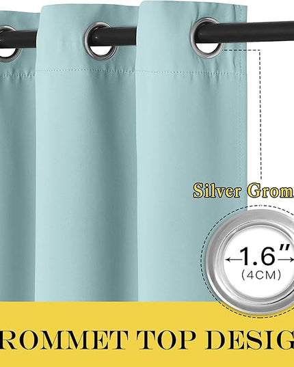NICETOWN Sliding Door Curtain 84 inches Long, Grommet Privacy Darkening Window Treatment Sound Reducing Room Divider for Bedroom/Kids Room, 1 Panel, Sky Blue, W100 x L84