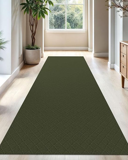 KOZYFLY Runner Rug 3x10 Ft Washable Runners for Hallways Non Slip Rubber Backed Kitchen Runners, Braided Cotton Entryway Runner Indoor, Floor Carpet for Hallway Kitchen Entryway, Dark Green