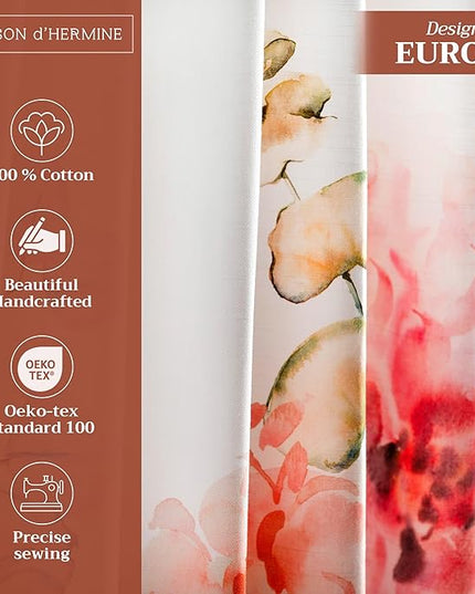Maison d' Hermine Curtains for Living Room 100% Cotton 108 inch Length One Panel Light Filtering Curtains for Bedroom Windows with Rod and Loop Pockets Drapes (Floral White, 50" W x 108" L)