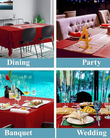 VidaFete Tablecloth 6 Pack 90 * 132inch Rectangle Table Cloth Polyester, Stain Wrinkle Resistant Polyester Dining Table Cover for Kitchen Dinning Party Wedding Rectangular Buffet Decoration(Red)