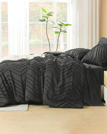 Litanika Dark Grey King Size Comforter Set with Sheets - 7 Pieces Bed in a Bag King Tufted Complete Bedding Sets with Comforter, Sheets, Pillowcases & Shams