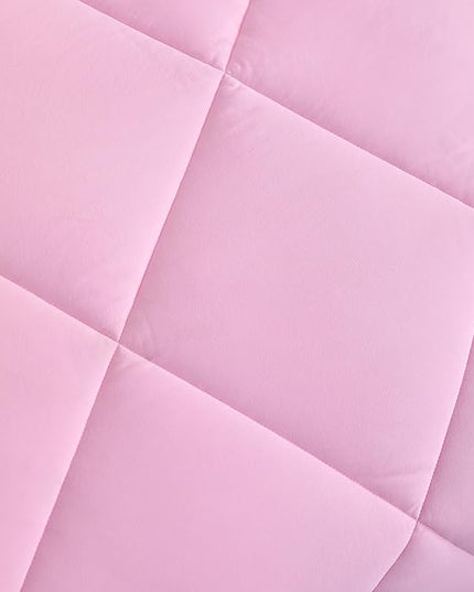 NTBAY Twin Comforter Set with Sheets, 5 Pieces Soft and Breathable Twin Bedding Set, Twin Bed in a Bag, Down Alternative Comforter Set Solid Color All Season, Kids Bedding Set, Pink