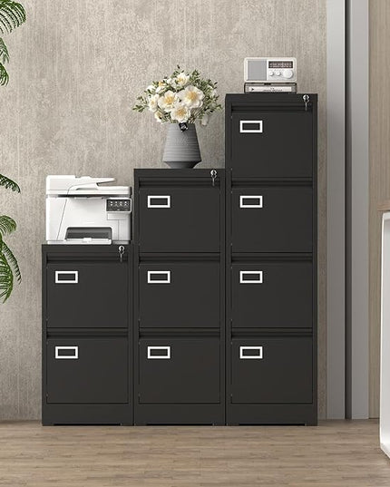 4 Drawer File Cabinet with Lock,Metal Filing Cabinets for Home Office 4 Drawer,Locking File Cabinet for Letter/Legal/A4/F4 Size,Assembly Require,Black