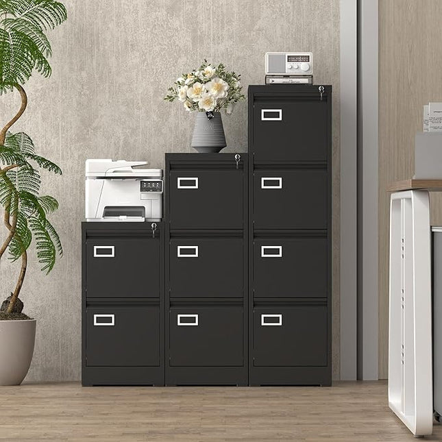 4 Drawer File Cabinet with Lock,Metal Filing Cabinets for Home Office 4 Drawer,Locking File Cabinet for Letter/Legal/A4/F4 Size,Assembly Require,Black