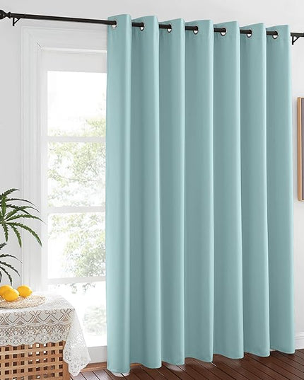 NICETOWN Sliding Door Curtain 84 inches Long, Grommet Privacy Darkening Window Treatment Sound Reducing Room Divider for Bedroom/Kids Room, 1 Panel, Sky Blue, W100 x L84