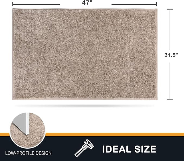 PURRUGS Dirt Trapping Door Mat 31.5" x 47", Non-Slip Machine Washable Entry Rug, Shoe Scraper, Dog Doormat, Super Absorbent Welcome Mat for Front & Back Door, Muddy Shoes & Paws, Taupe