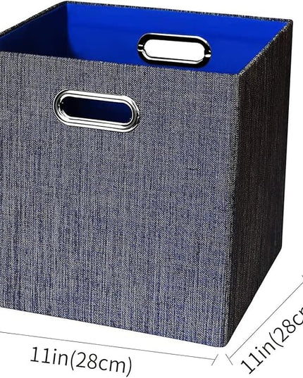 Posprica Storage Cubes,11×11 Foldable Storage Bins,Thick and Heavy duty Fabric Baskets - 4pcs,Blue